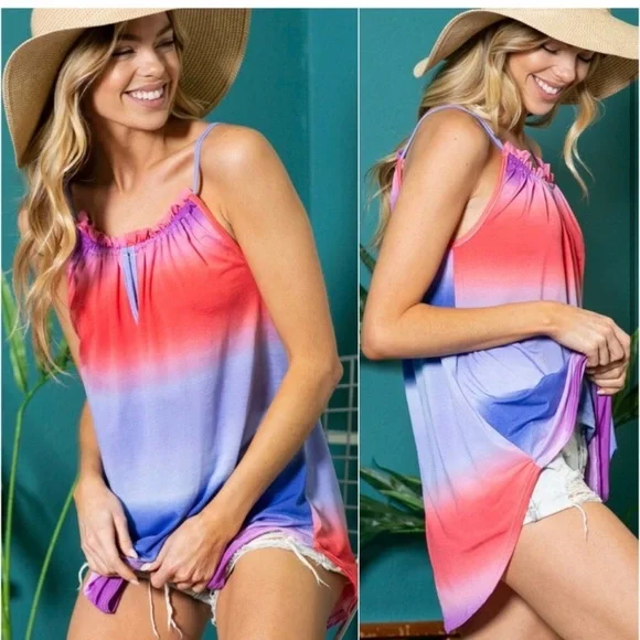 Tie dye vibrant lightweight women’s summer halter top - Picture 1 of 3